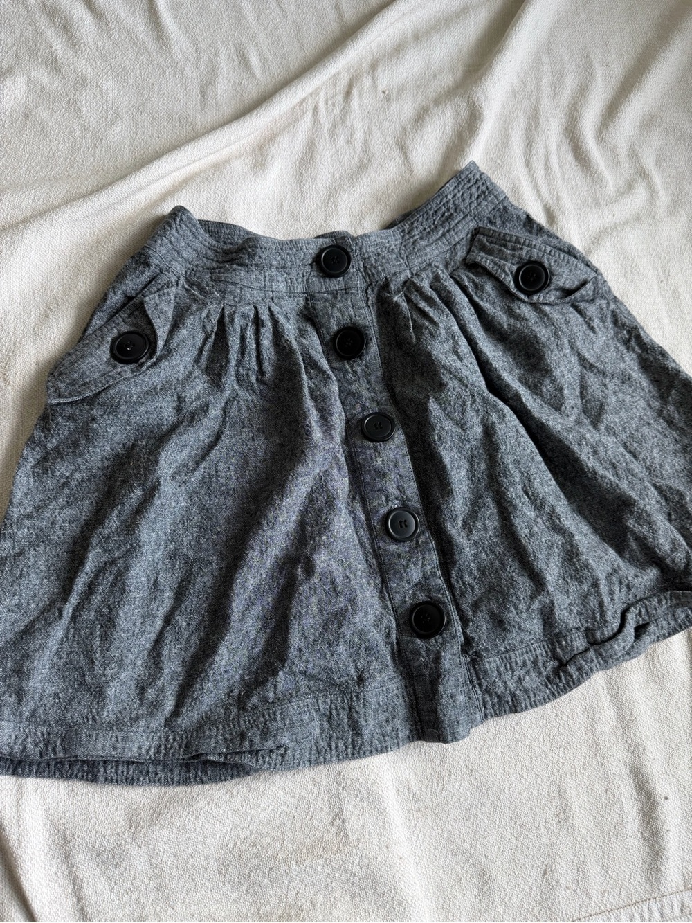 Black tweed Button-Front Women's Skirt